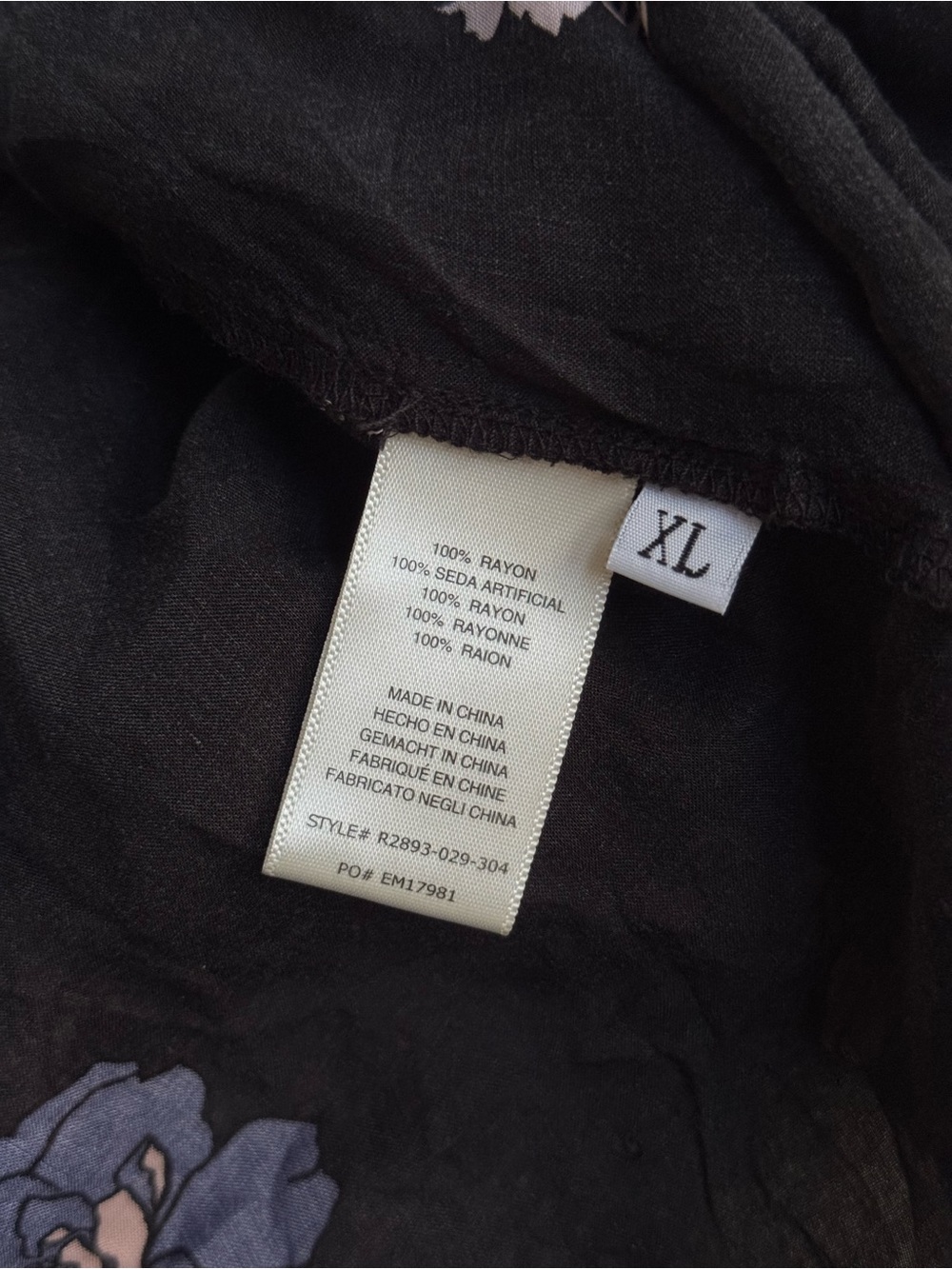 NWT cloth & stone Black Floral Button-Front Blouse XL - Picture 6 of 10